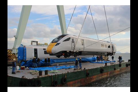 The first pre-series Class 800 trainset ordered under the Intercity Express Programme left Hitachi’s Kasado plant on January 7.